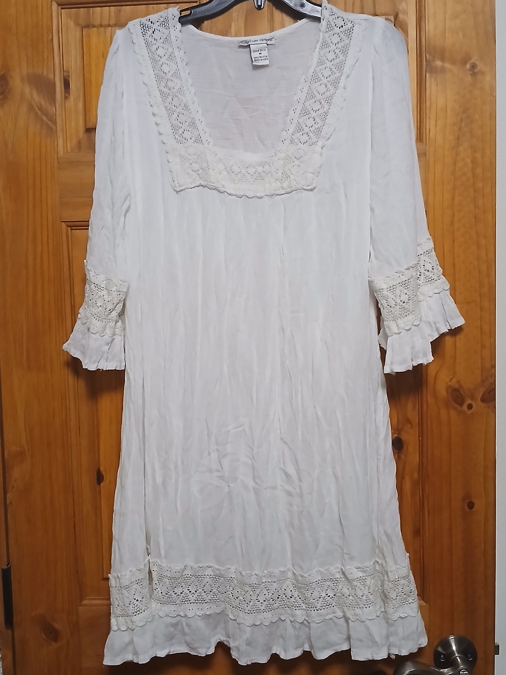 Boho White Lace-Trim Women's Tunic Dress